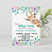 Wild One Giraffe Zoo oerwoud 1e Dierenverjaardag Kaart (Staand voorkant)