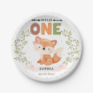 Wild One Girl Baby Fox 1st Birthday Paper Bord