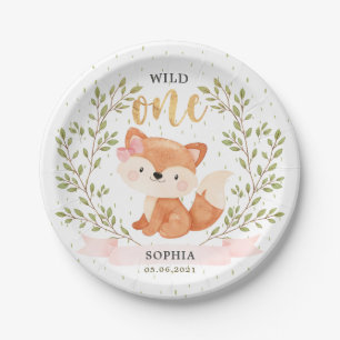 Wild One Girl Baby Fox 1st Birthday Paper Bord