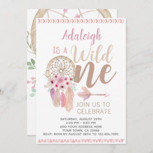 Wild One Girl Birthday Invitation, Dreamweaver Kaart