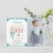 Wild One Girl Birthday Invitation met foto Kaart (Staand voorkant)