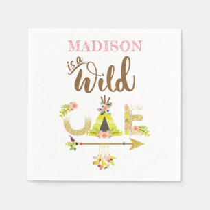 Wild One Girl First Birthday Personalized Servet