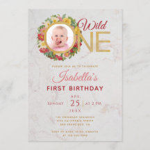 Wild One Girl Foto in Rozenkrans Eerste Verjaardag