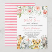 Wild One Girl Safari Oerwoud Animals Baby shower Kaart (Voorkant / Achterkant)