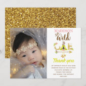 Wild One Girl Verjaardag Bedankt Gold Glitter (Voorkant / Achterkant)