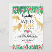 Wild One Girls Eerste verjaardag Dank je wel Bedankkaart (Voorkant)