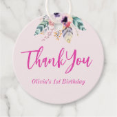 Wild One Girl's Eerste Verjaardag Dank u Bedankjes Labels (Voorkant)