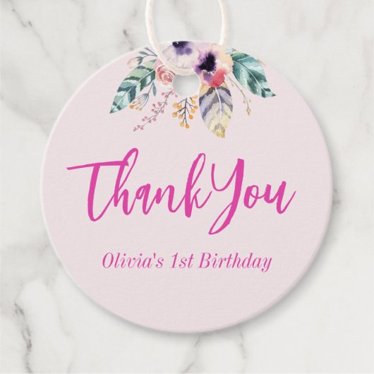 Wild One Girl's Eerste Verjaardag Dank u Bedankjes Labels (Voorkant)