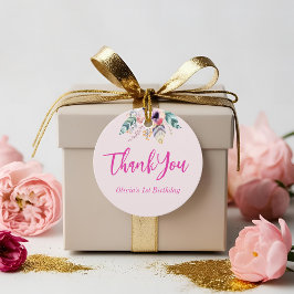 Wild One Girl's Eerste Verjaardag Dank u Bedankjes Labels