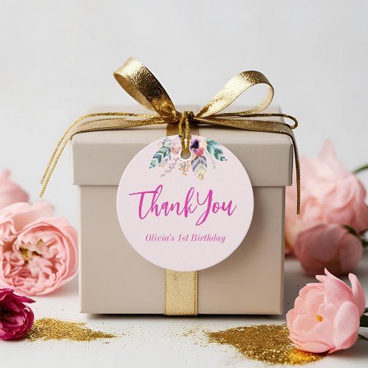 Wild One Girl's Eerste Verjaardag Dank u Bedankjes Labels