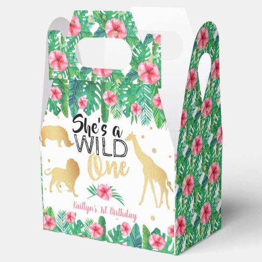 Wild One Girls First Birthday Party Bedankdoosjes (Geopend)