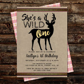 Wild One Girls First Birthday Party Invitations Kaart