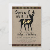 Wild One Girls First Birthday Party Invitations Kaart (Voorkant)