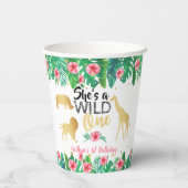 Wild One Girls First Birthday Party Papieren Bekers (Achterkant)
