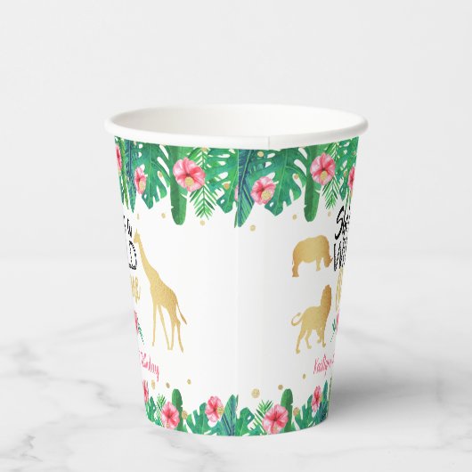 Wild One Girls First Birthday Party Papieren Bekers (Rechts)