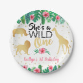 Wild One Girls First Birthday Party Papieren Bordje (Voorkant)