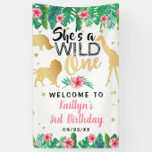 Wild One Girls First Birthday Party Welkom Spandoek (Verticaal)