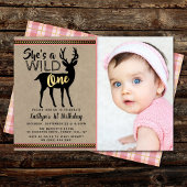 Wild One Girls Foto First Birthday Invitations Kaart