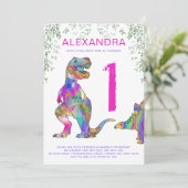 Wild One Girls T Rex 1e verjaardag Kaart (Staand voorkant)