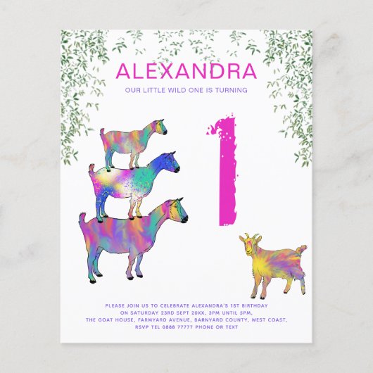 Wild One Girls voert 1e verjaardag van de begrotin Flyer (Voorkant)