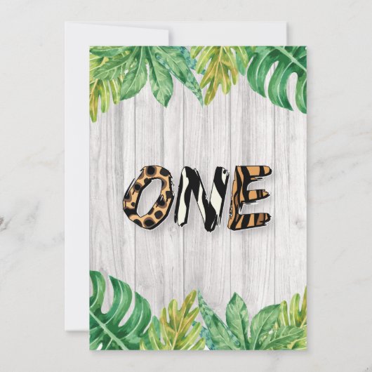 Wild One Girls Waterverf Safari Lion 1e verjaardag Kaart (Achterkant)