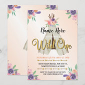 Wild One glitter Girl's 1ste verjaardag Kaart (Voorkant / Achterkant)