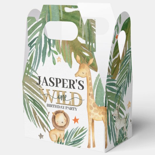 🎉🌿 Wild One Gold Green Birthday Favour Boxes Bedankdoosjes (Open)
