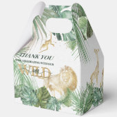 🌿🦁 Wild One Gold Green Birthday Favour Boxes Bedankdoosjes (Achterkant)