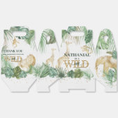 🌿🦁 Wild One Gold Green Birthday Favour Boxes Bedankdoosjes (Ongevouwen)