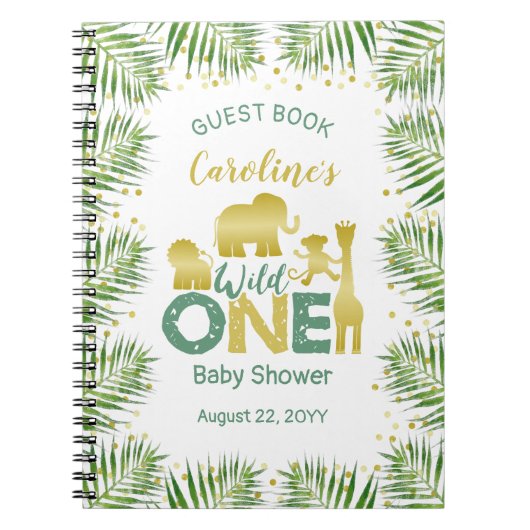 Wild One Gold Safari Baby Shower Guest Book Notitieboek (Voorkant)