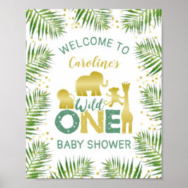 Wild One Gold Safari Baby shower Welkomstteken Poster
