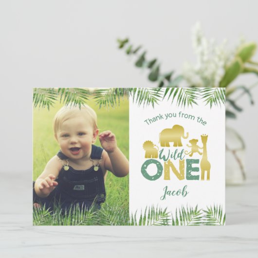 Wild One Gold Safari Birthday Hartelijk dank Bedankkaart (Staand voorkant)