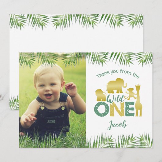 Wild One Gold Safari Birthday Hartelijk dank Bedankkaart (Voorkant / Achterkant)