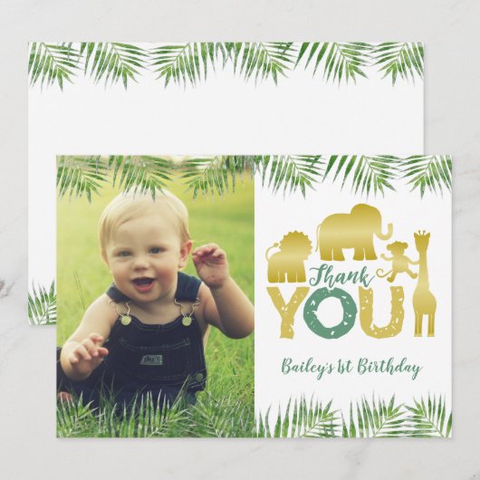 Wild One Gold Safari Dieren Dank u kaart (Voorkant / Achterkant)