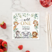 Wild One Gold Safari Jungle Animals 1st Birthday Servet (Insitu)