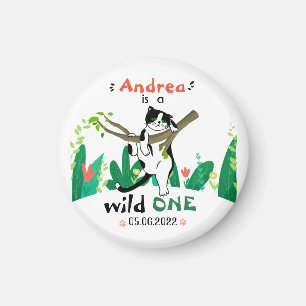 Wild One Greenery Safari Kitty Cat 1e verjaardag Magneet