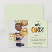 Wild One Groen fotoscript Bedankkaart (Voorkant / Achterkant)