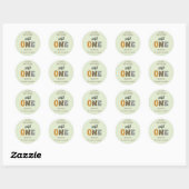 Wild One Groene jongen baby shower sticker (Vel)