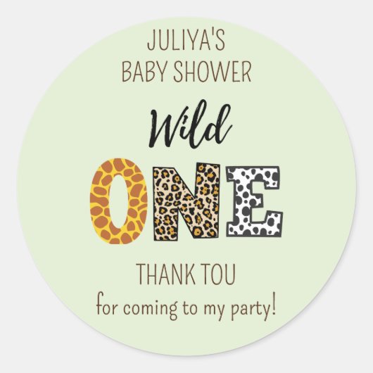 Wild One Groene jongen baby shower sticker (Voorkant)