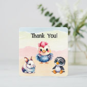 Wild One Happy Fun Woodland Animals Waterverf Bedankkaart (Staand voorkant)