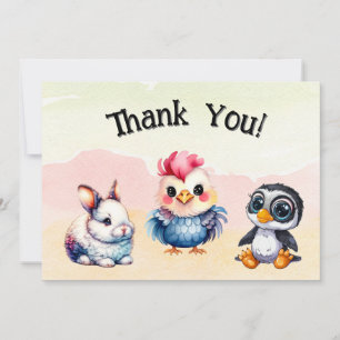 Wild One Happy Fun Woodland Animals Waterverf Bedankkaart