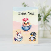 Wild One Happy Fun Woodland Animals Waterverf Bedankkaart (Staand voorkant)