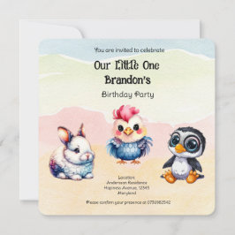 Wild One Happy Fun Woodland Animals Waterverf Kaart