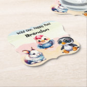 Wild One Happy Fun Woodland Animals Waterverf Kartonnen Onderzetters (Gekanteld)