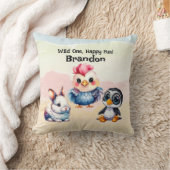 Wild One Happy Fun Woodland Animals Waterverf Kussen (Deken)