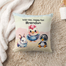 Wild One Happy Fun Woodland Animals Waterverf Kussen