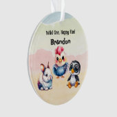 Wild One Happy Fun Woodland Animals Waterverf Ornament (voorkant)