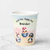 Wild One Happy Fun Woodland Animals Waterverf Papieren Bekers (Voorkant)