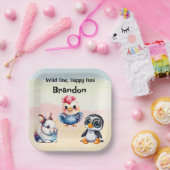 Wild One Happy Fun Woodland Animals Waterverf Papieren Bordje (Feest)