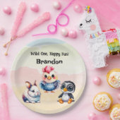 Wild One Happy Fun Woodland Animals Waterverf Papieren Bordje (Feest)